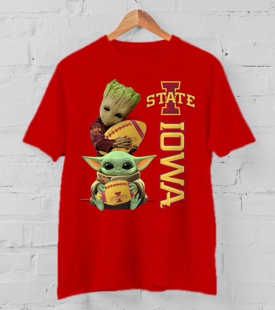 Iowa State Groot And Baby Yoda Football T-Shirt