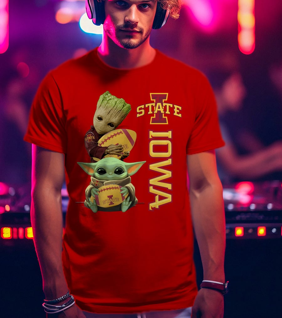 Iowa State Groot And Baby Yoda Football T-Shirt