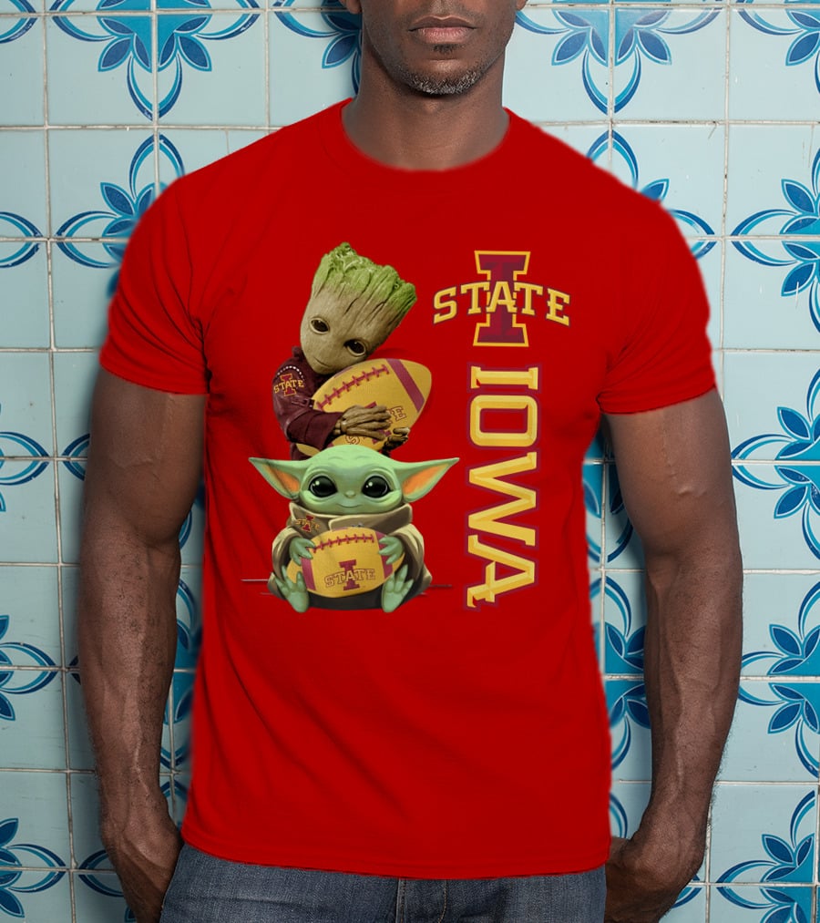 Iowa State Groot And Baby Yoda Football T-Shirt