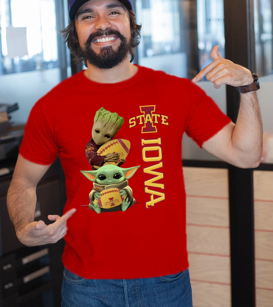 Iowa State Groot And Baby Yoda Football T-Shirt