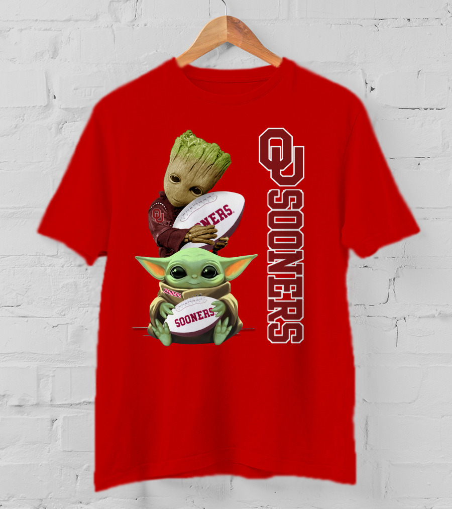 Ou Sooners Groot Baby Yoda Football T-Shirt