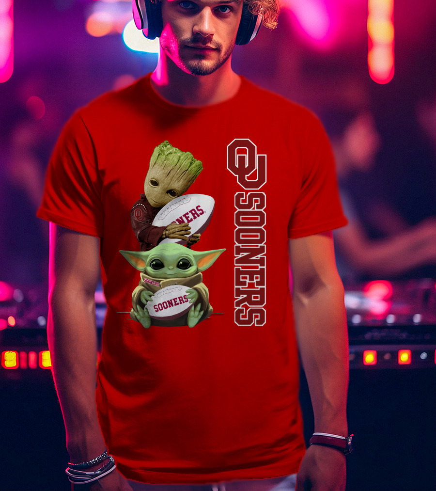 Ou Sooners Groot Baby Yoda Football T-Shirt