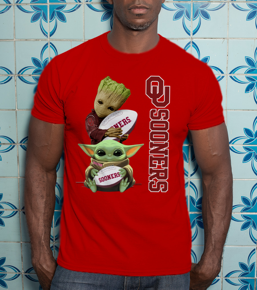 Ou Sooners Groot Baby Yoda Football T-Shirt
