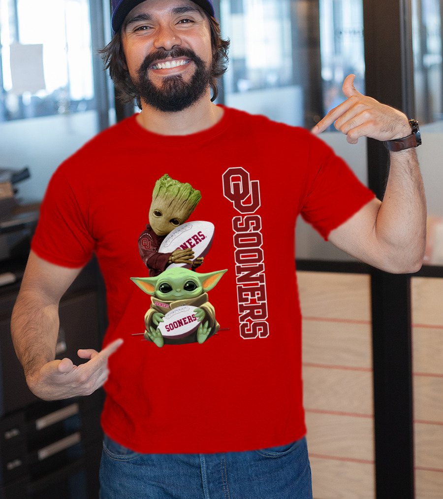 Ou Sooners Groot Baby Yoda Football T-Shirt