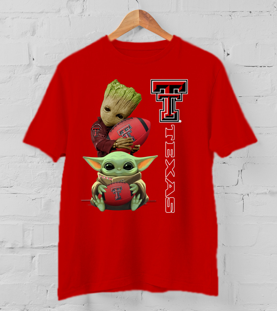 Groot Baby Yoda Texas Tech Football T-Shirt