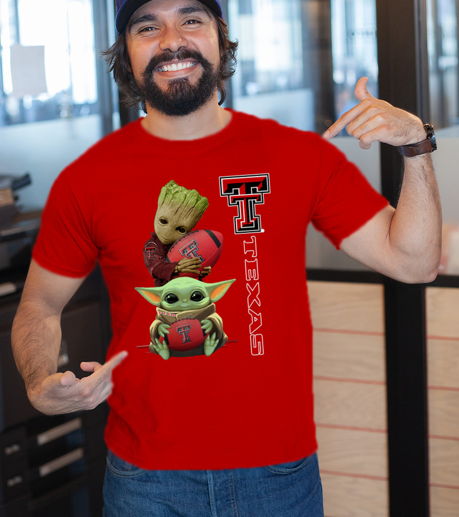 Groot Baby Yoda Texas Tech Football T-Shirt