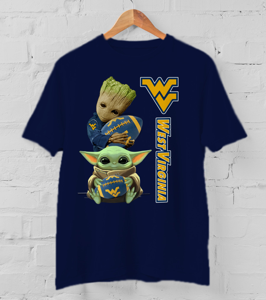 Groot And Baby Yoda West Virginia Mountaineers T-Shirt