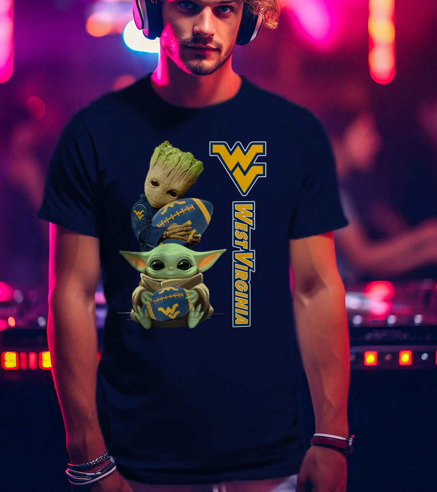Groot And Baby Yoda West Virginia Mountaineers T-Shirt