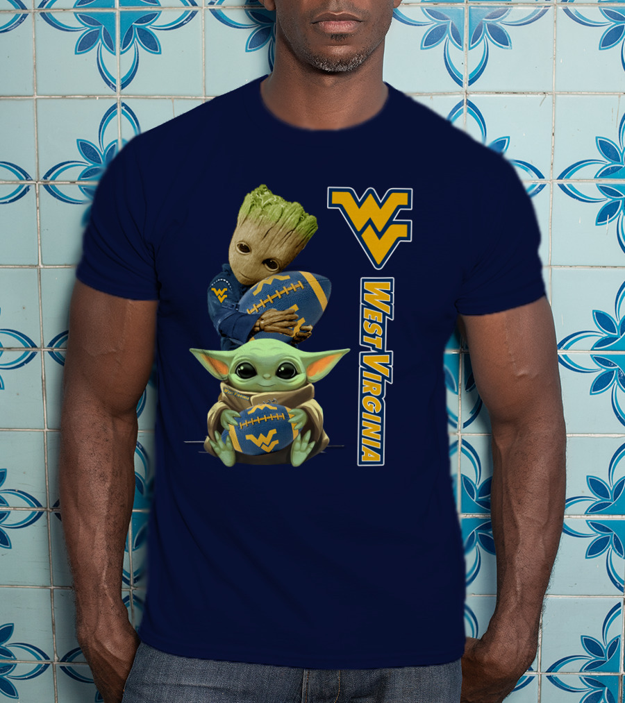 Groot And Baby Yoda West Virginia Mountaineers T-Shirt