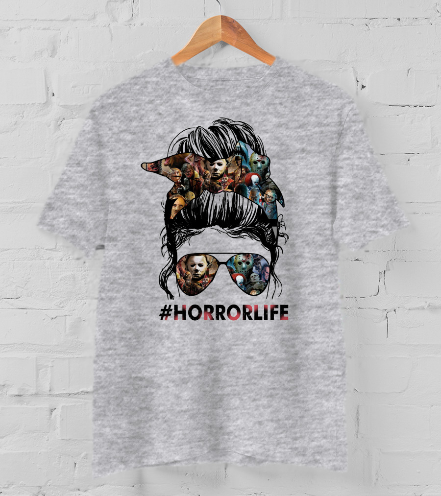 HorrorLife Messy Bun Iconic Horror Characters T-Shirt