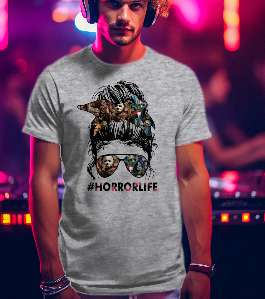 HorrorLife Messy Bun Iconic Horror Characters T-Shirt