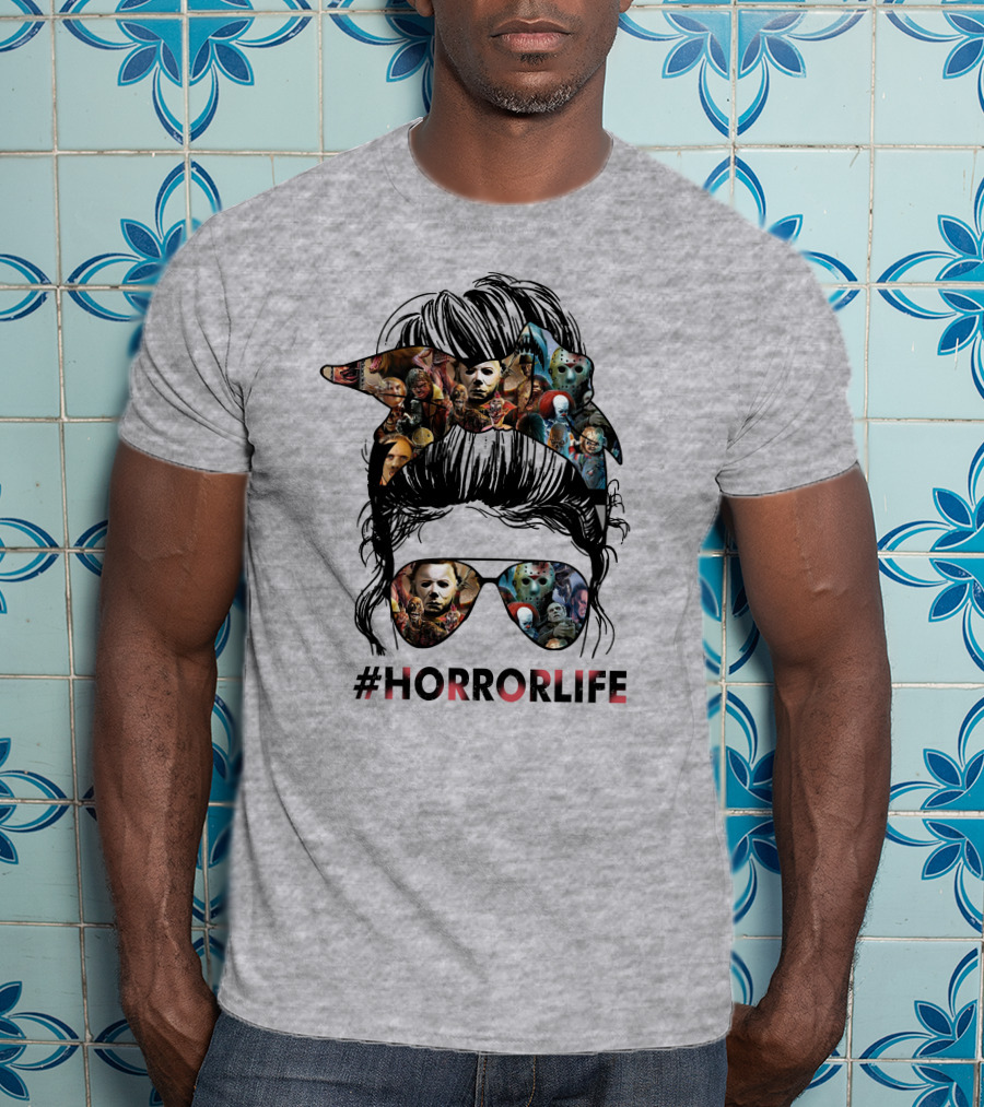 HorrorLife Messy Bun Iconic Horror Characters T-Shirt