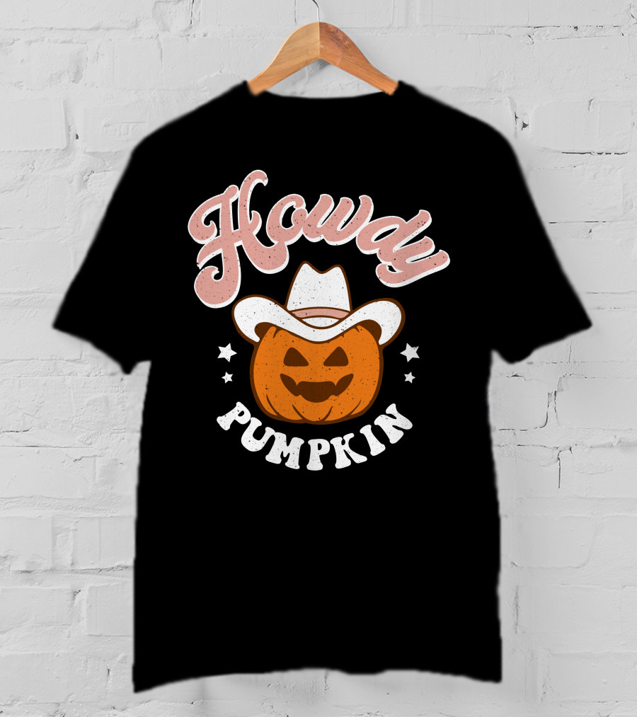 Howdy Pumpkin Halloween Western Cowboy Jack-o'-Lantern T-Shirt