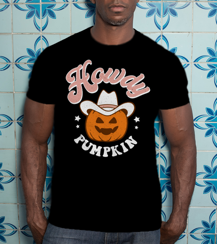 Howdy Pumpkin Halloween Western Cowboy Jack-o'-Lantern T-Shirt