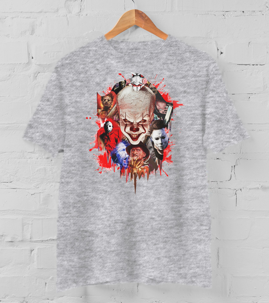 Halloween Killers Pennywise Michael Myers Freddy Krueger Jason Voorhees Jigsaw Horror Icons T-Shirt