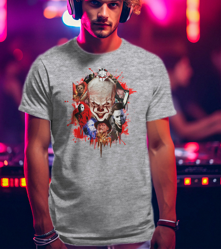 Halloween Killers Pennywise Michael Myers Freddy Krueger Jason Voorhees Jigsaw Horror Icons T-Shirt