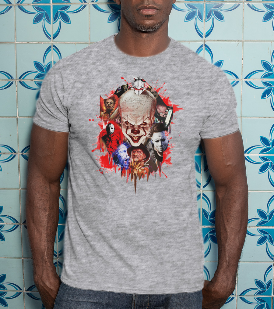 Halloween Killers Pennywise Michael Myers Freddy Krueger Jason Voorhees Jigsaw Horror Icons T-Shirt