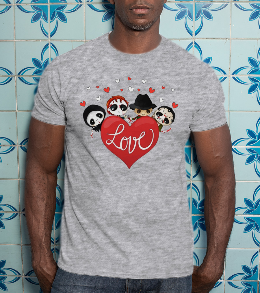 Love Horror Movie Chibi Quartet Valentine T-Shirt