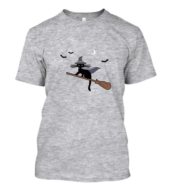 Black Cat Halloween Hocus Pocus Magic Broomstick Bat Lover T-Shirt