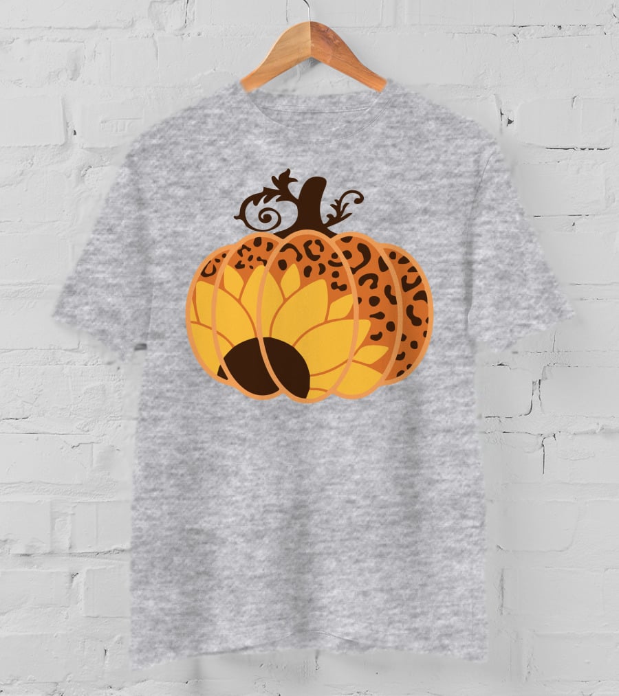Sunflower Leopard Pumpkin Cheetah Pumpkin T-Shirt