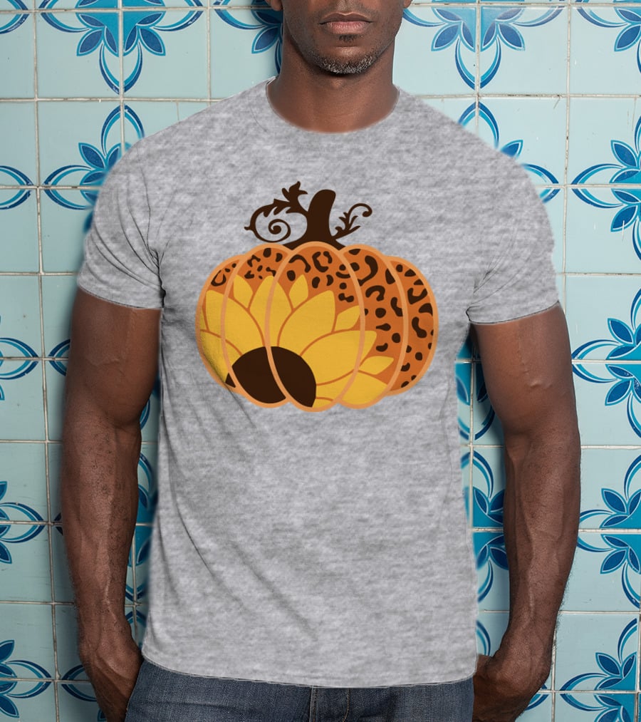 Sunflower Leopard Pumpkin Cheetah Pumpkin T-Shirt