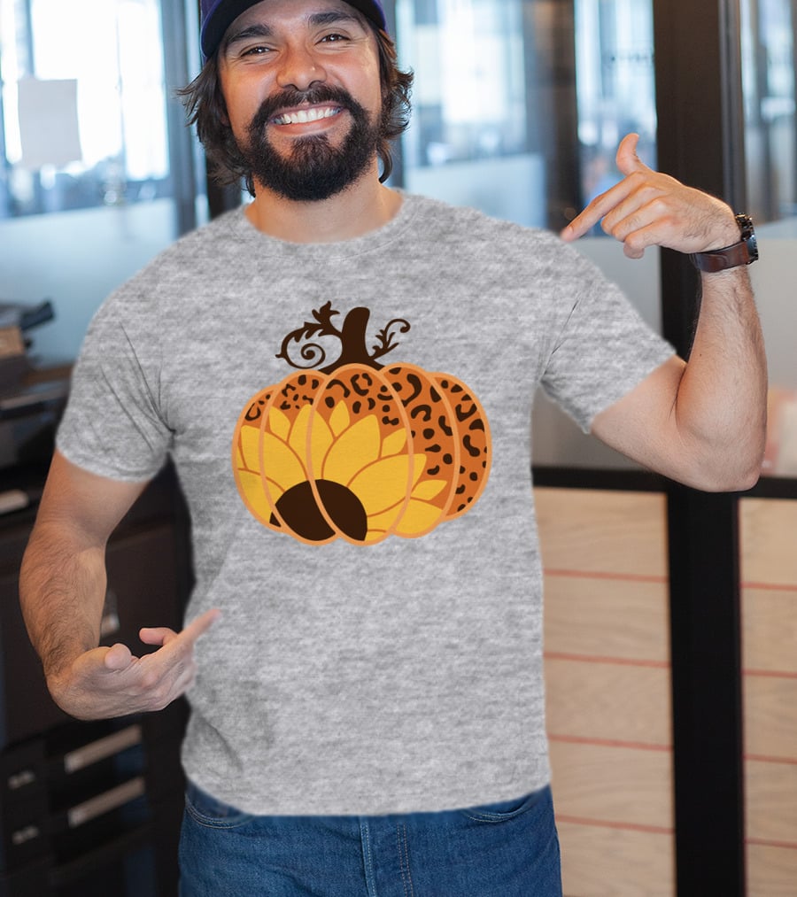 Sunflower Leopard Pumpkin Cheetah Pumpkin T-Shirt