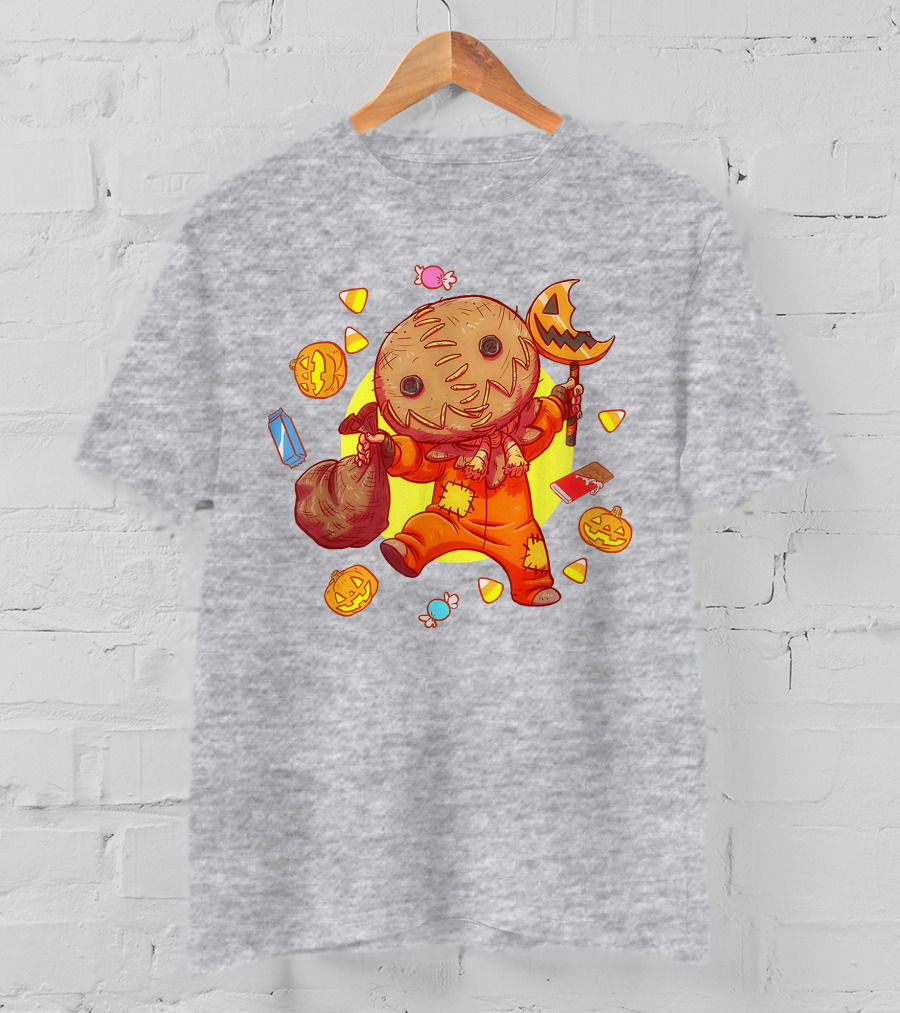 Trick R Treat Sam Halloween Cute Funny Pumpkin Candy Sack T-Shirt