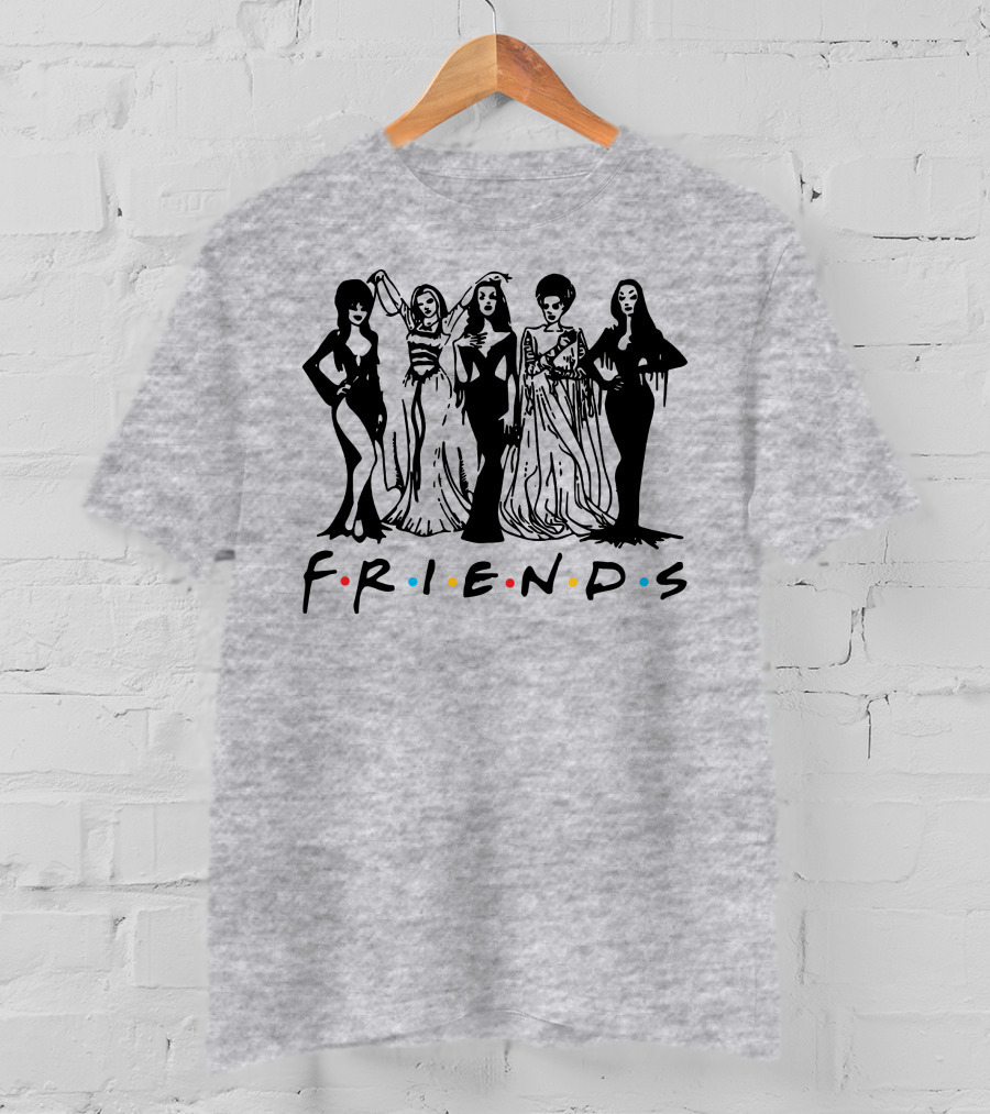 Horror Friends Squad Gothic Icons In Classic TV Show T-Shirt
