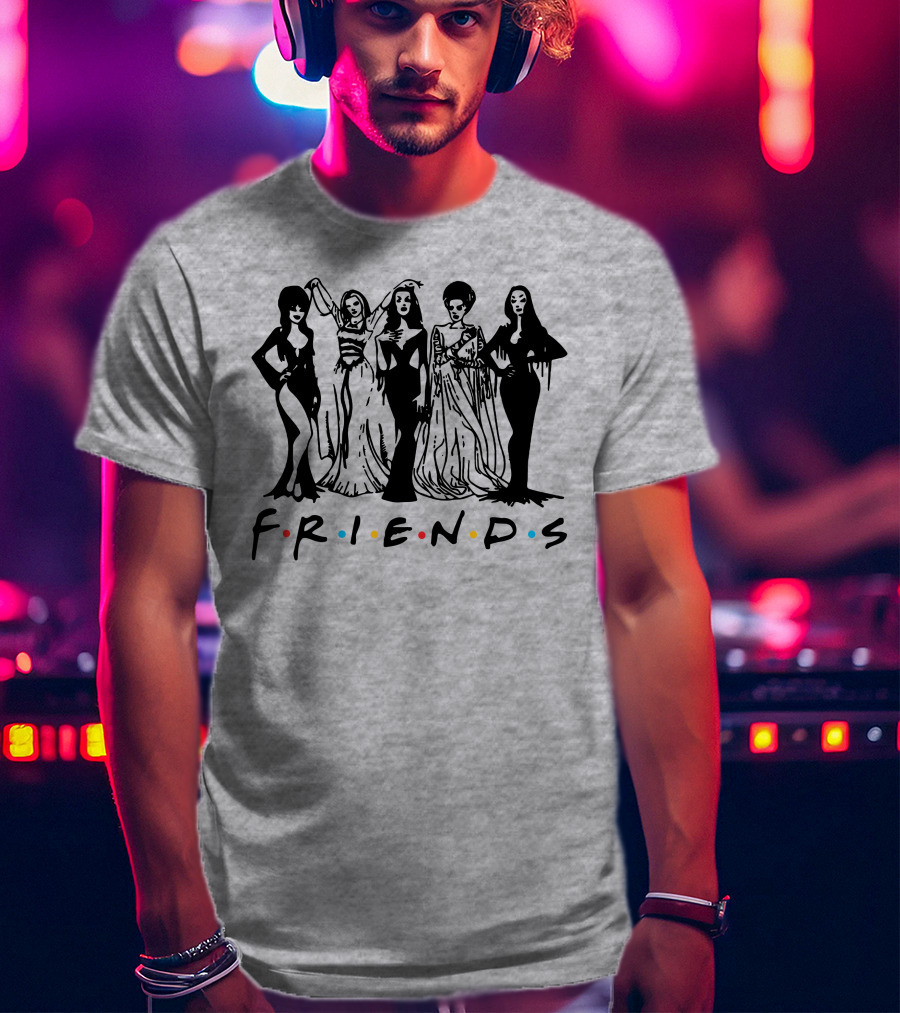 Horror Friends Squad Gothic Icons In Classic TV Show T-Shirt