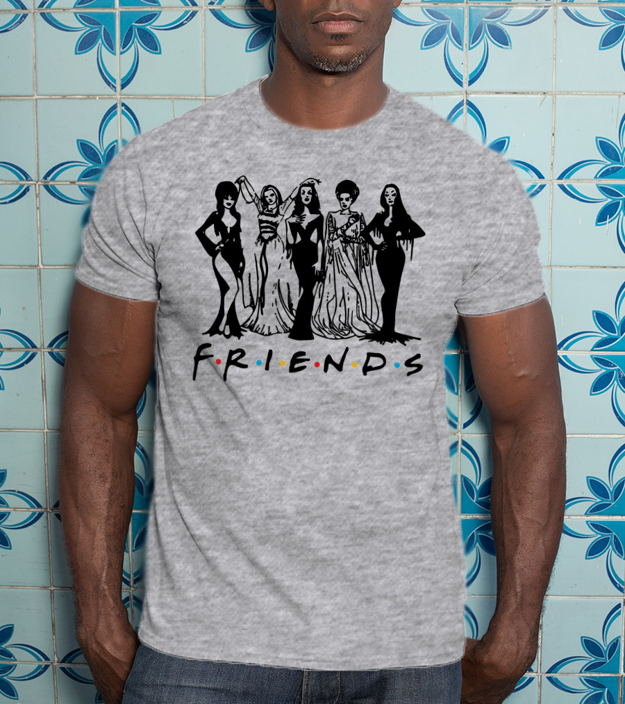 Horror Friends Squad Gothic Icons In Classic TV Show T-Shirt