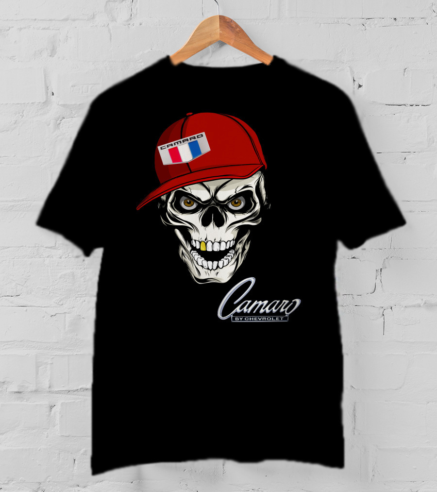 Camaro Skull With Red Cap By Chevrolet T-Shirt