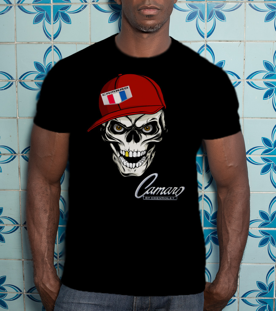 Camaro Skull With Red Cap By Chevrolet T-Shirt