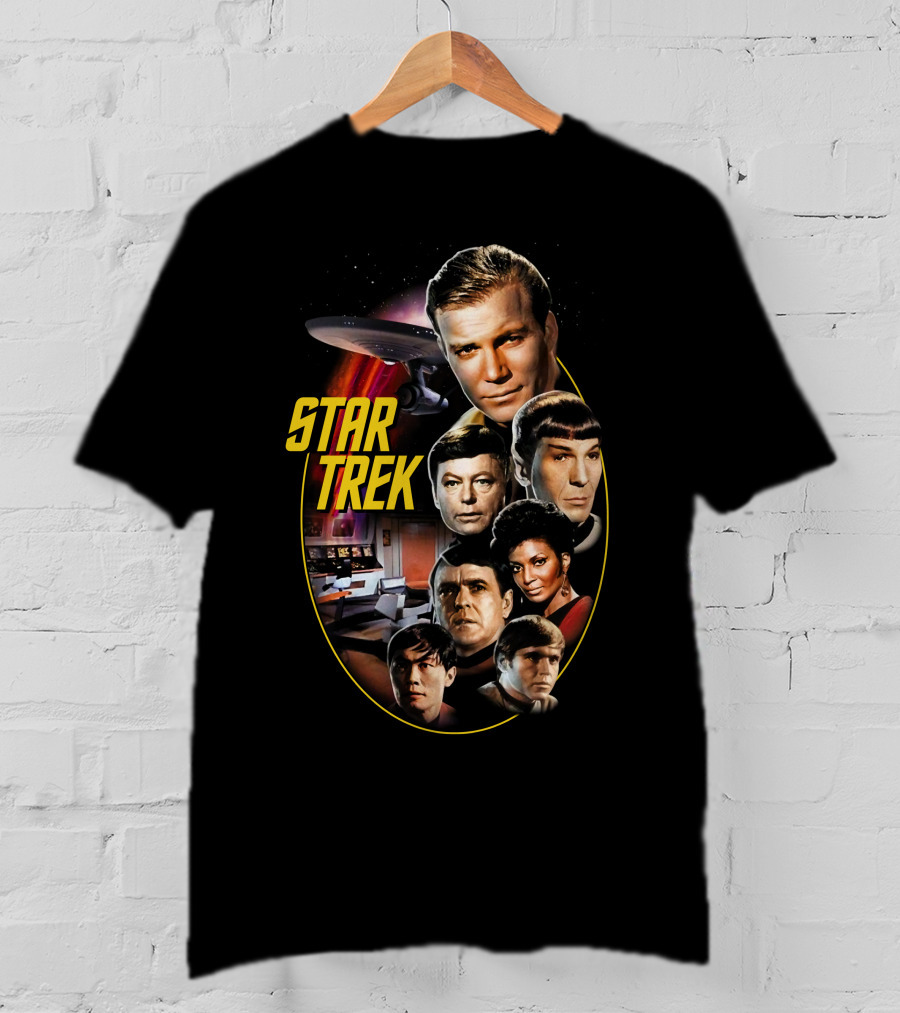 Star Trek Original Series Crew And Starship Enterprise T-Shirt
