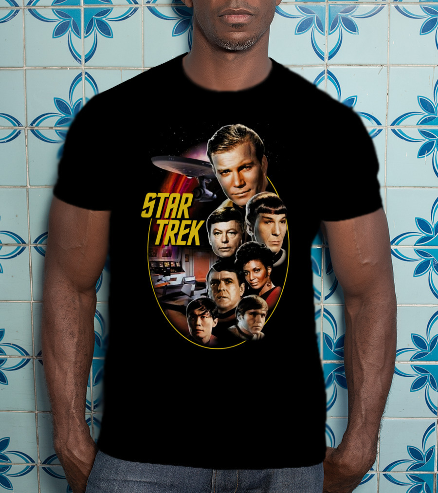 Star Trek Original Series Crew And Starship Enterprise T-Shirt
