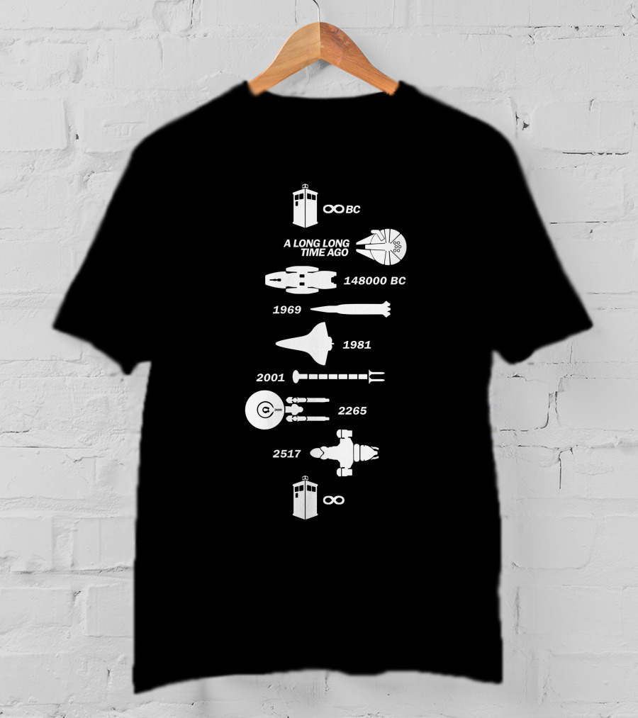 A Long Long Time Ago Spaceship Timeline 148000 BC 1969 1981 2001 2265 2517 Infinity T-Shirt