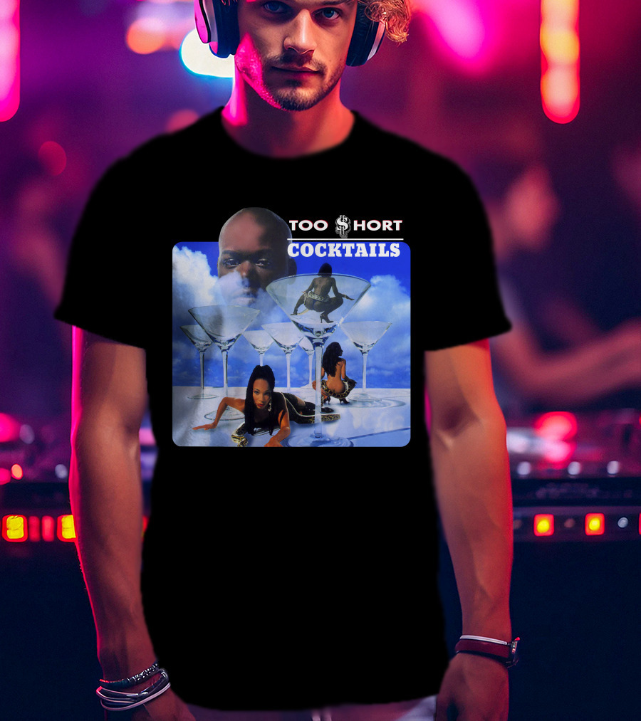 Too Short Cocktails Album Cover Sky And Martini Glasses T-Shirt
