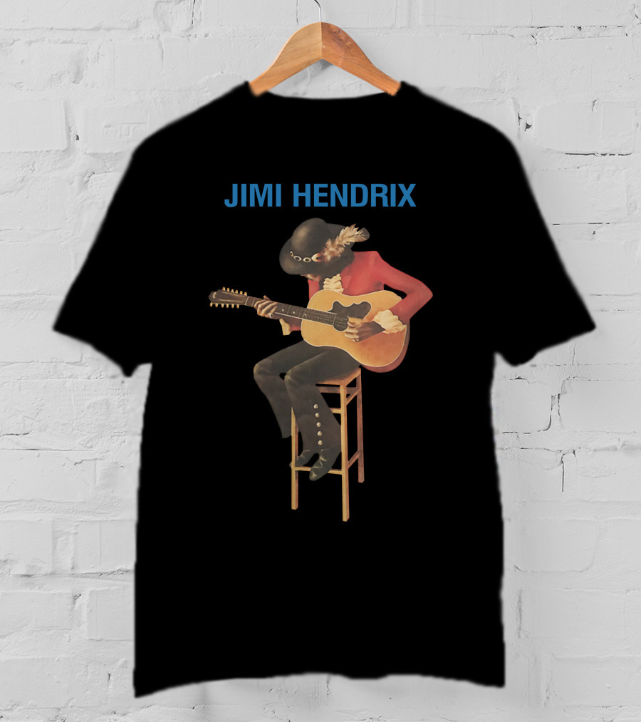 Jimi Hendrix Acoustic Guitar Stool Session T-Shirt