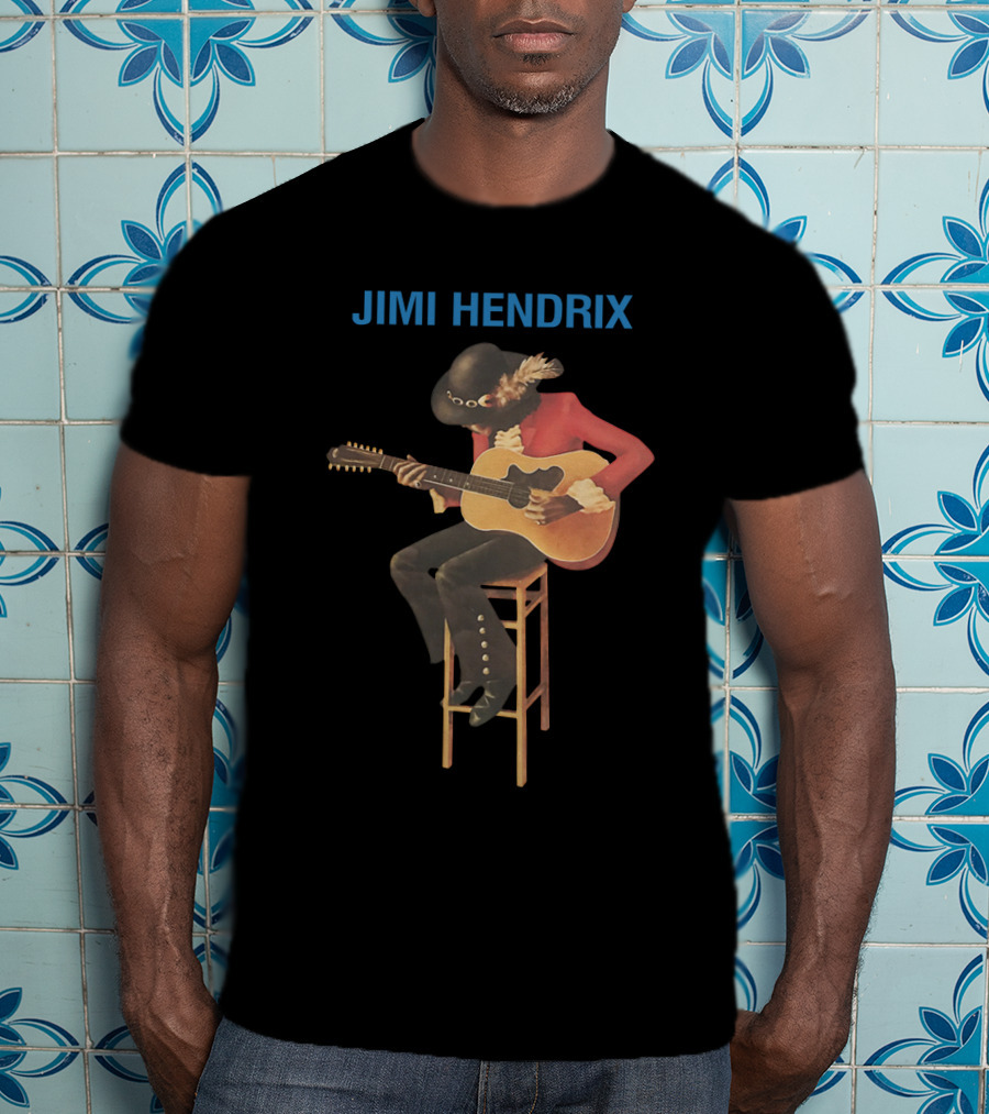 Jimi Hendrix Acoustic Guitar Stool Session T-Shirt