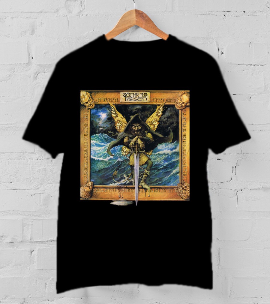 Jethro Tull Broadsword And The Beast Album Art With Hooded Figure And Ocean Waves T-Shirt