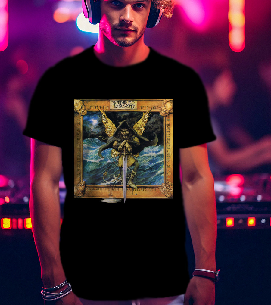 Jethro Tull Broadsword And The Beast Album Art With Hooded Figure And Ocean Waves T-Shirt