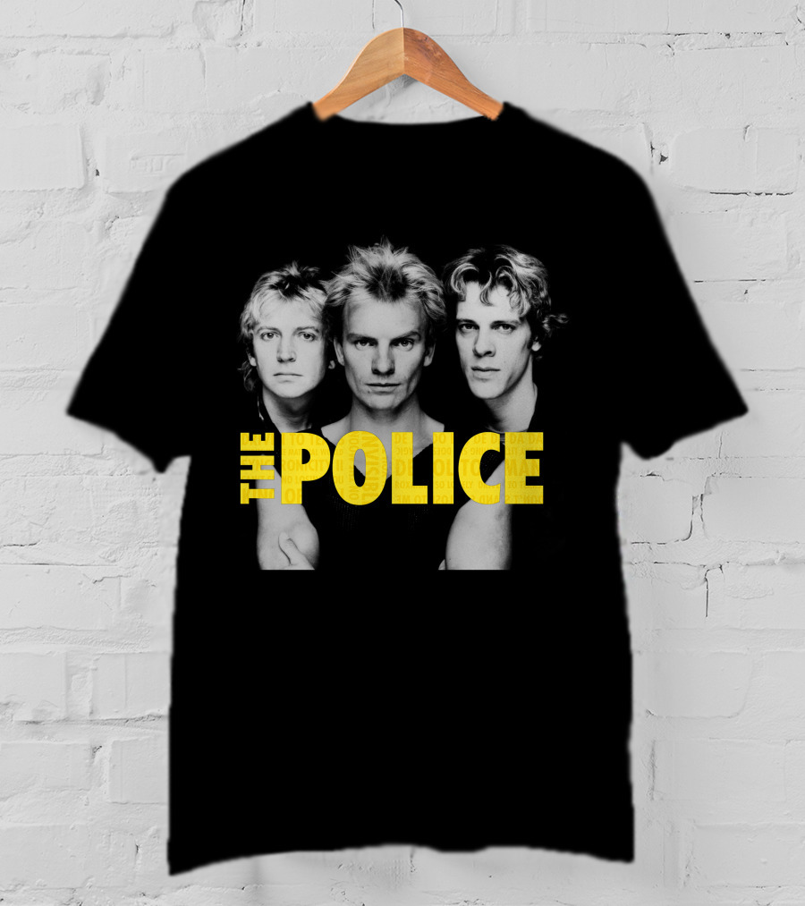 The Police Band Members Portrait With Yellow T-Shirt