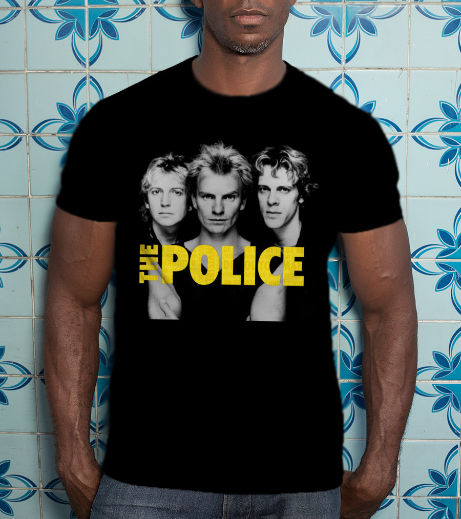 The Police Band Members Portrait With Yellow T-Shirt