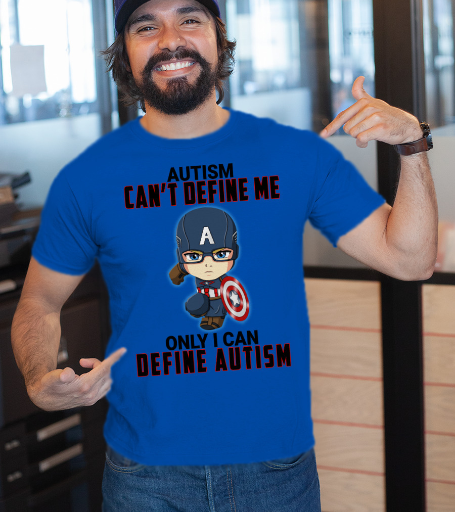 Autism Can't Define Me Only I Can Define Autism Captain Shield Character T-Shirt