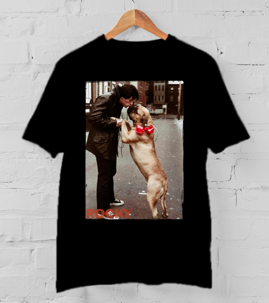 Rocky And Dog With Red Bow In Urban Street Scene T-Shirt