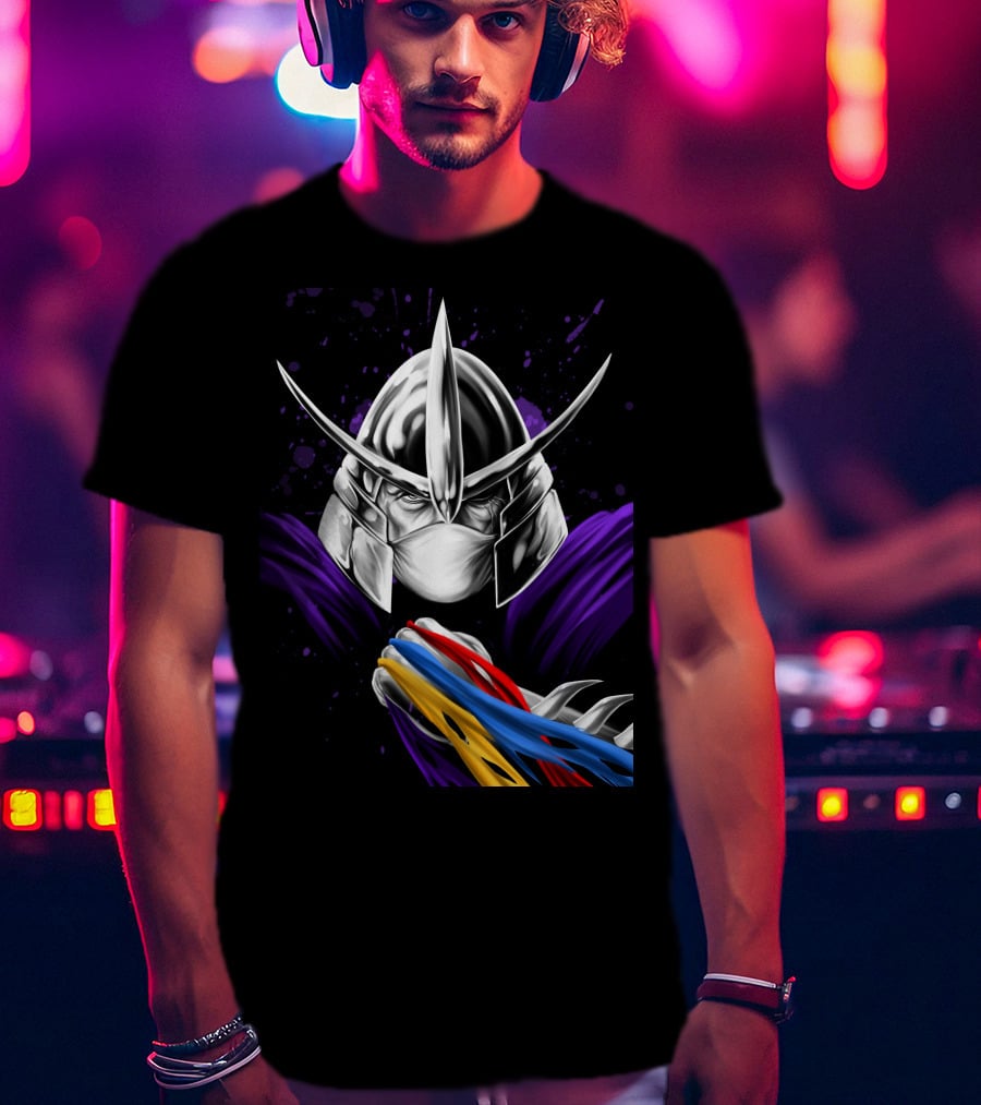 Shredder Ninja Turtles Villain With Colorful Energy Bands T-Shirt