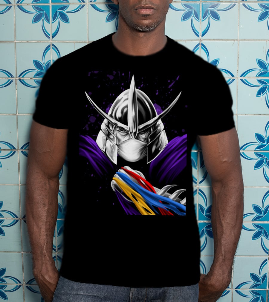 Shredder Ninja Turtles Villain With Colorful Energy Bands T-Shirt