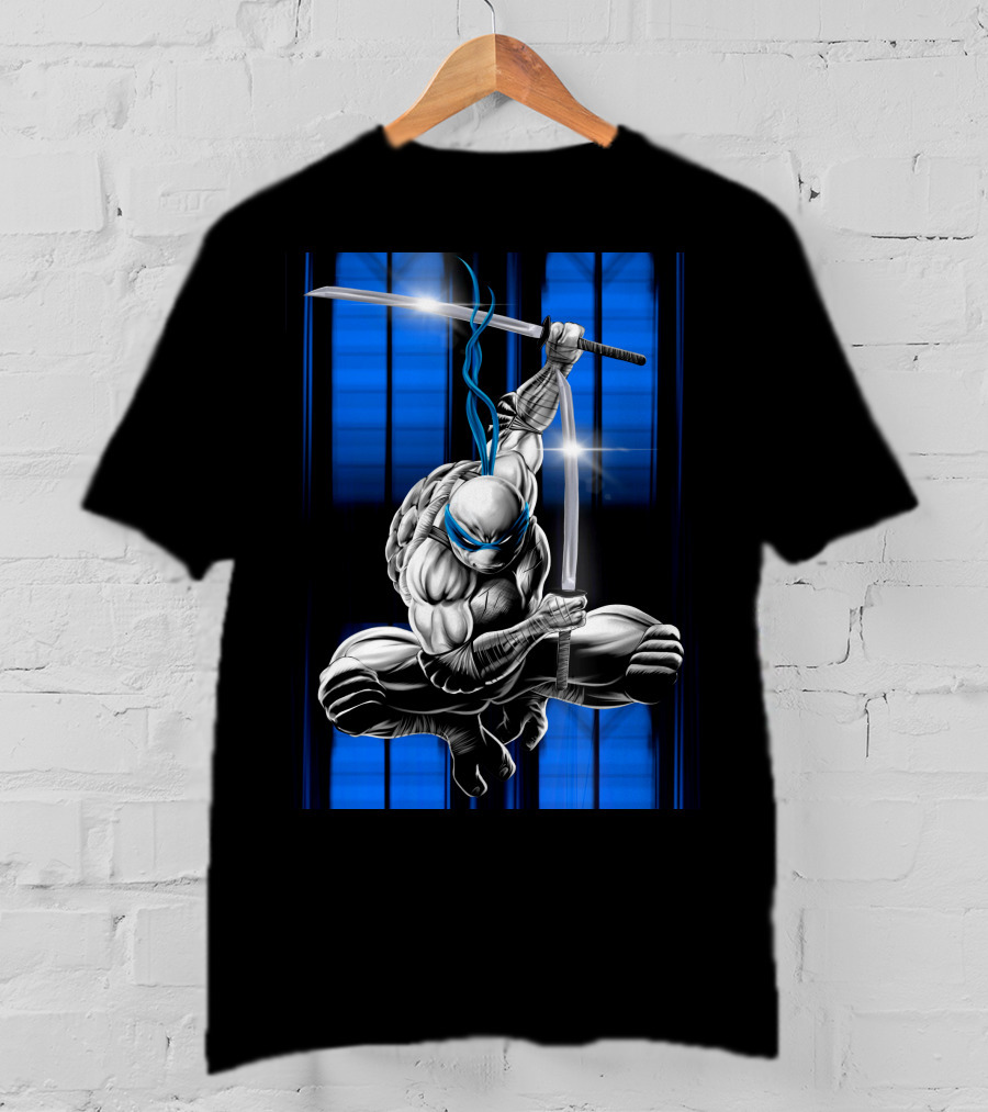 Leonardo Ninja Warrior Blue Bandana Sword Jump T-Shirt