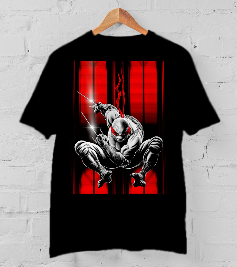 Raphael Ninja Turtle Red Bandana Sais Black And Red Stripes T-Shirt