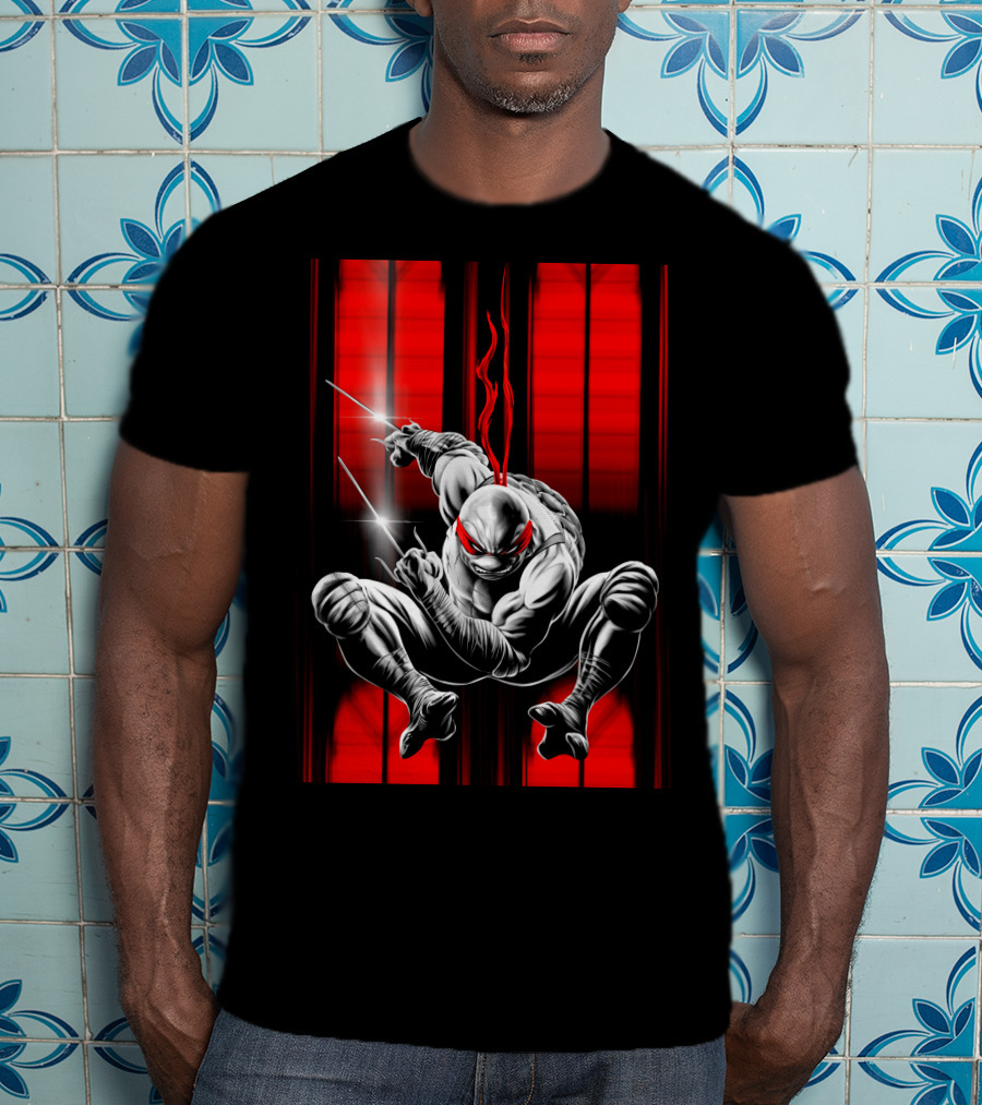 Raphael Ninja Turtle Red Bandana Sais Black And Red Stripes T-Shirt