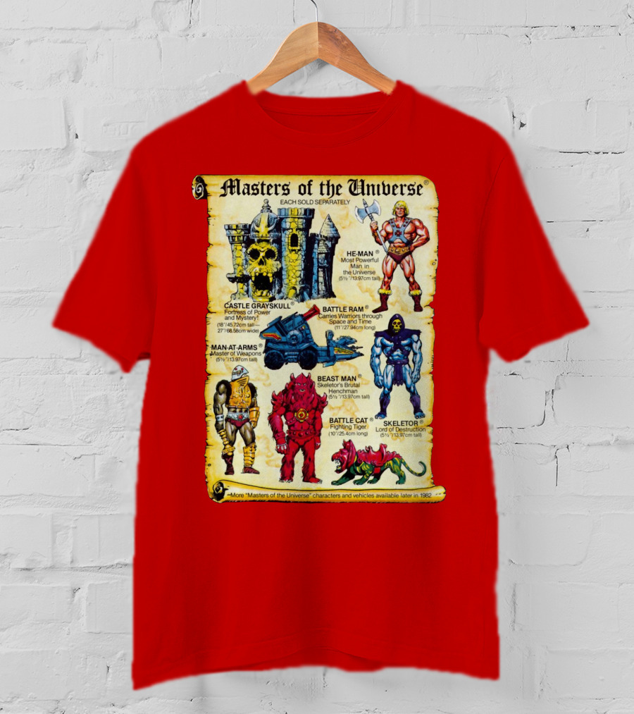 Masters Of The Universe He-Man Castle Grayskull Skeletor Battle Ram Man-At-Arms Beast Man Battle Cat T-Shirt